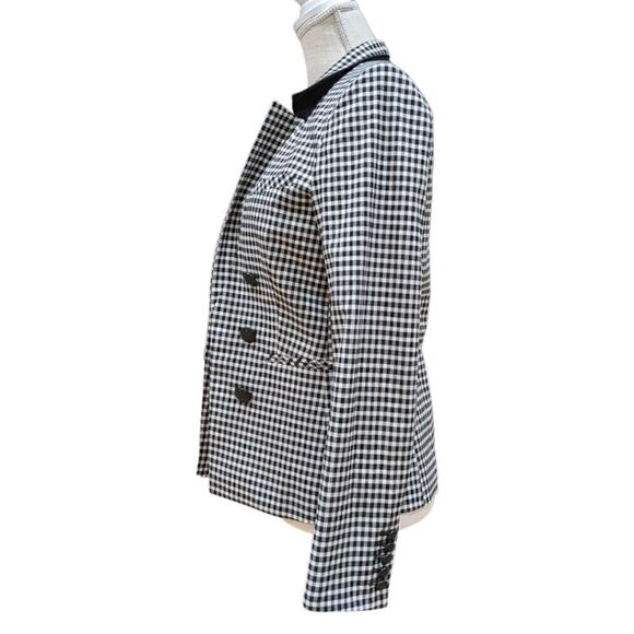 NWT Veronica Beard Cottage Gingham Large Lapel Jacket Black & White Plaid Size 4 - Picture 8 of 14